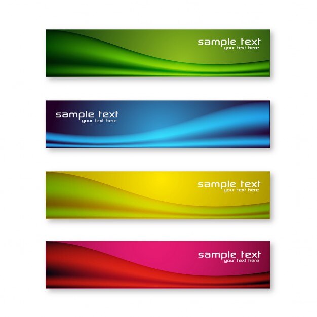 Coloridos banners con líneas onduladas