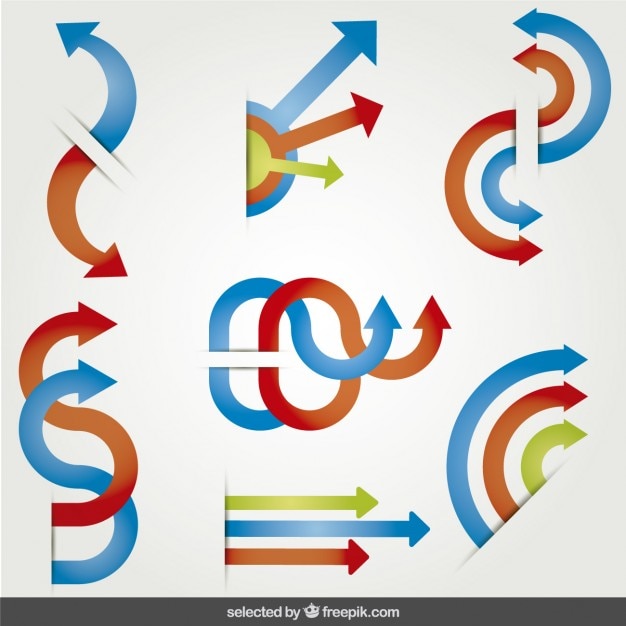 Vector gratuito coloridos iconos de flechas