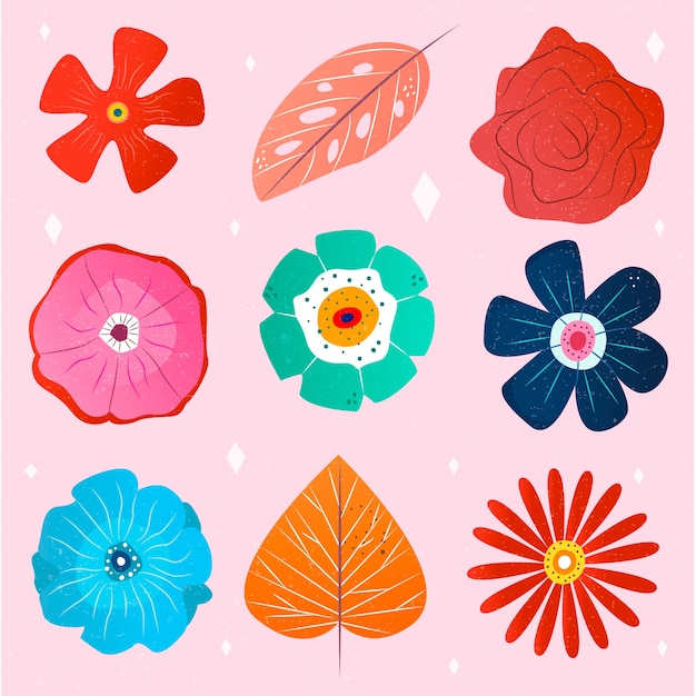 Vector gratuito coloridos pétalos de flores colección primavera