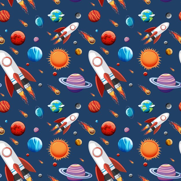 Coloridos planetas y espacio de galaxias sin fisuras