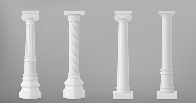 Columna romana antigua hecha de arcilla blanca
