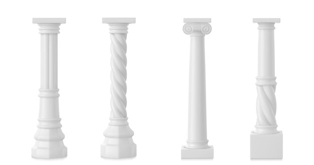 Columna romana antigua hecha de arcilla blanca