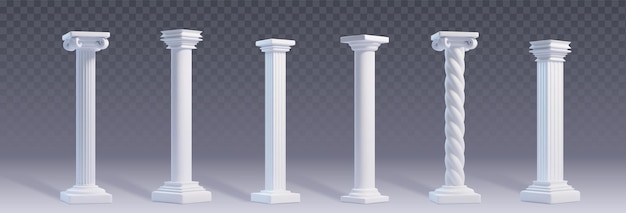 Columna romana antigua de mármol blanco