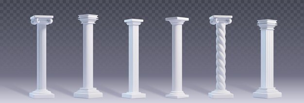 Columna romana antigua de mármol blanco