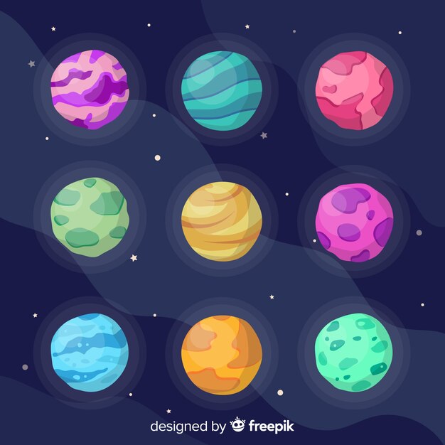 Columnas e hileras de planetas lindos