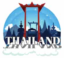 Vector gratuito columpio gigante tailandia atracción y paisaje icono