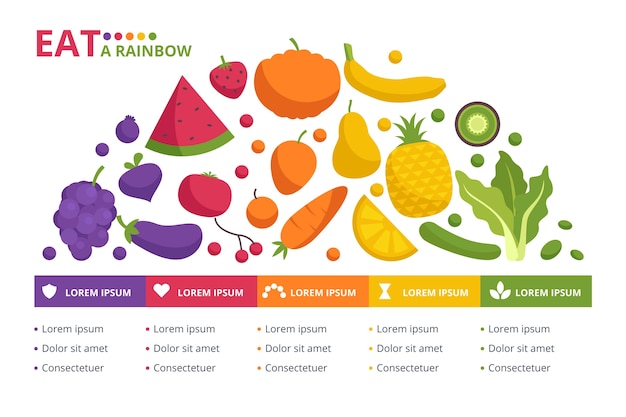 Coma un diseño infográfico del arco iris