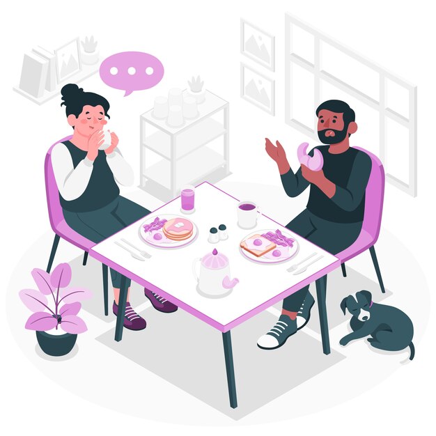 Coma la ilustración del concepto de desayuno