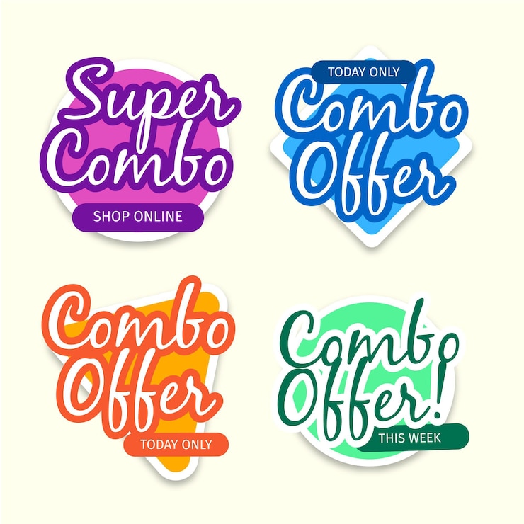 Vector gratuito combo ofrece concepto de etiquetas