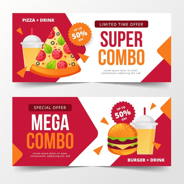 Vector gratuito combo ofrece plantilla de banners