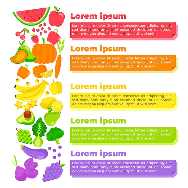 Vector gratuito comer un concepto de infografía arcoiris