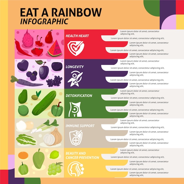 Comer un diseño de plantilla de infografía arcoiris