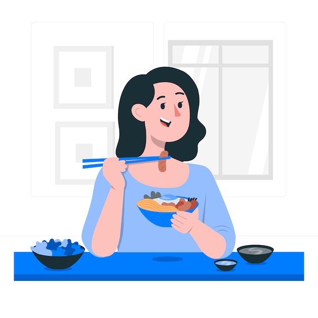 Vector gratuito comer ilustración del concepto de comida coreana