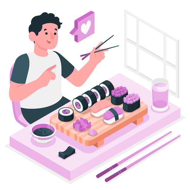 Vector gratuito comer ilustración del concepto de sushi