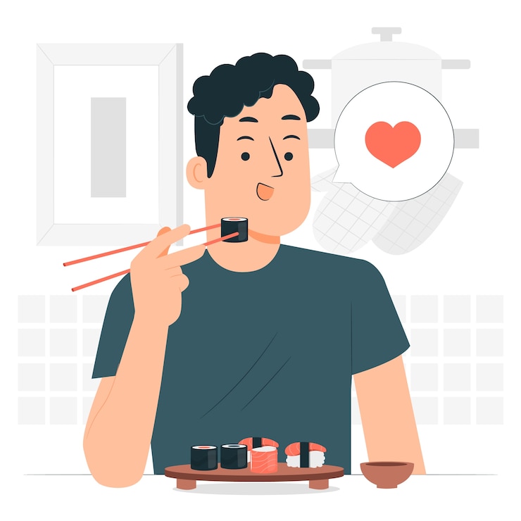 Vector gratuito comer ilustración del concepto de sushi