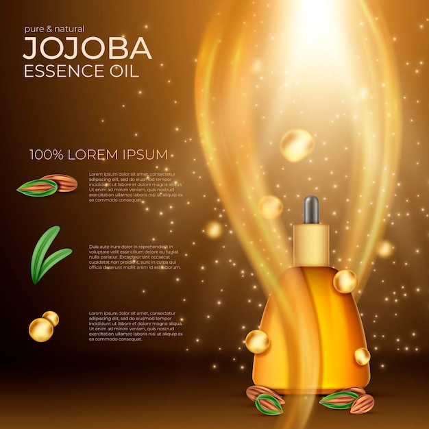 Vector gratuito comercial realista de aceite de jojoba