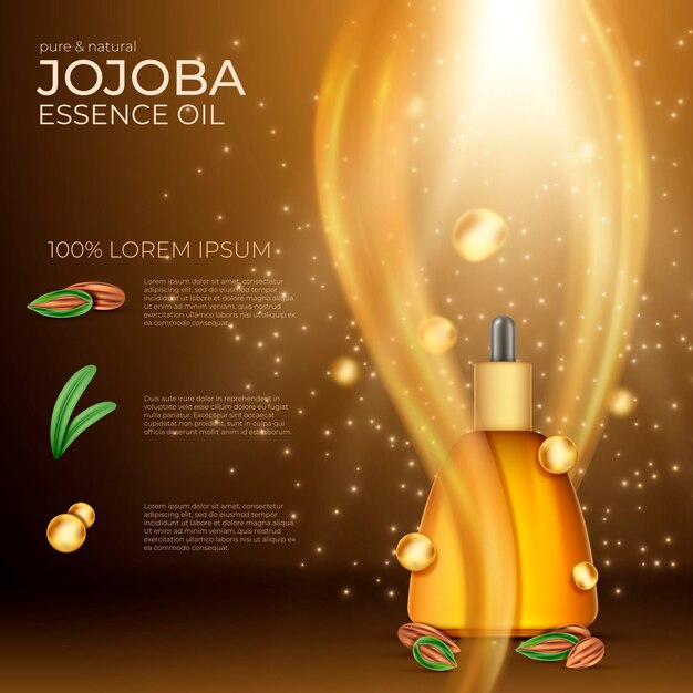 Comercial realista de aceite de jojoba