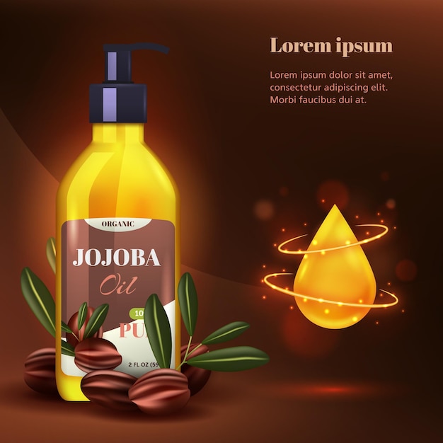 Comercial realista de aceite de jojoba