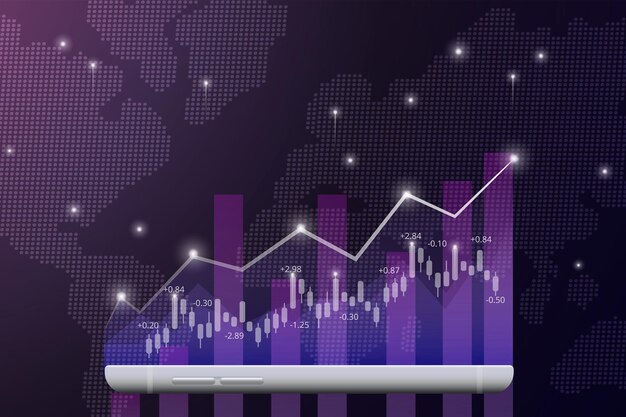 Comercio bursátil o de divisas y gráfico en el teléfono inteligente
