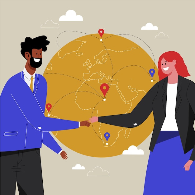 Comercio internacional dibujado a mano
