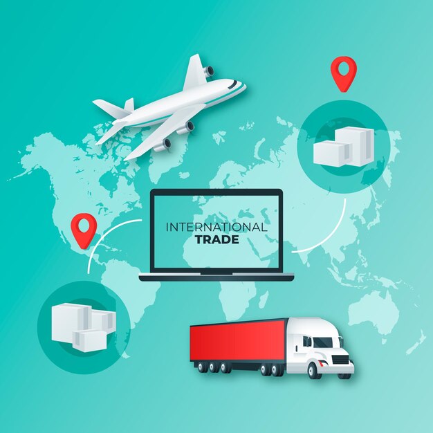 Comercio internacional dibujado a mano