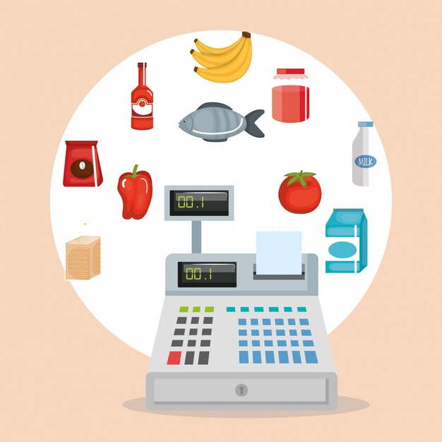 comestibles de supermercado set iconos