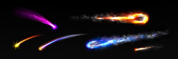 Cometas con efecto de rastro brillante