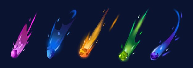 Cometas espaciales aislados en el negro