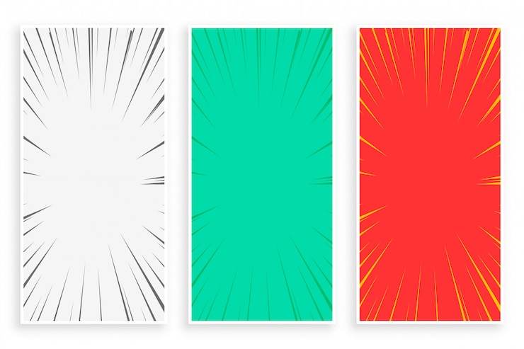 Vector gratuito comic zoom líneas banner set