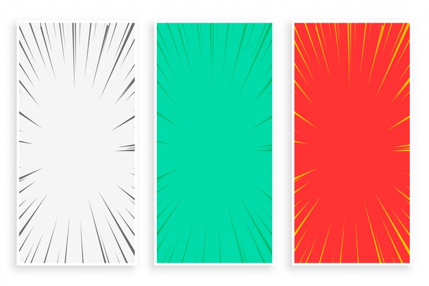 Comic zoom líneas banner set