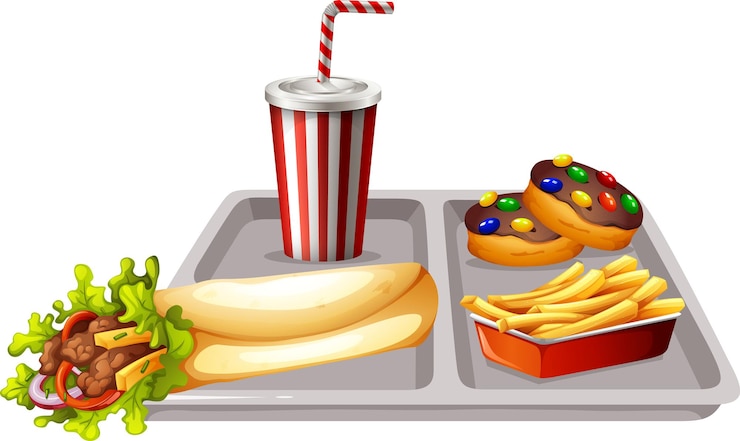 Vector gratuito comida de comida rápida en fondo blanco