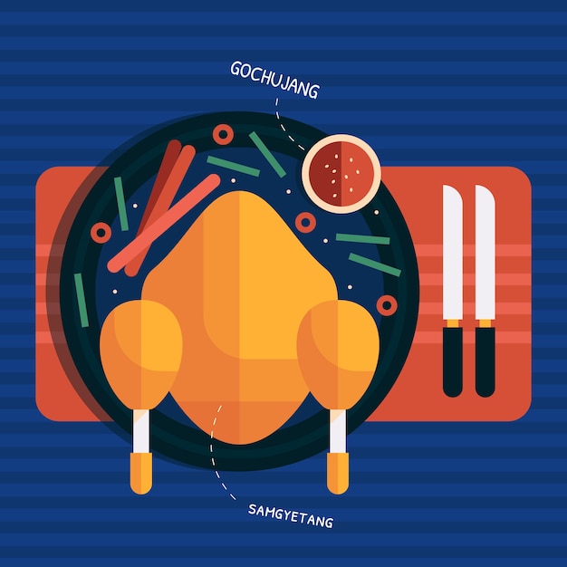 Vector gratuito comida coreana de diseño plano