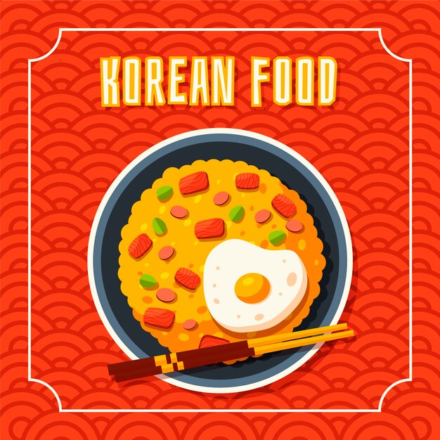 Comida coreana de diseño plano