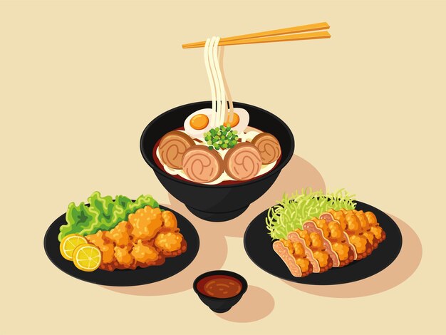 comida japonesa servida en platos negros de diseño