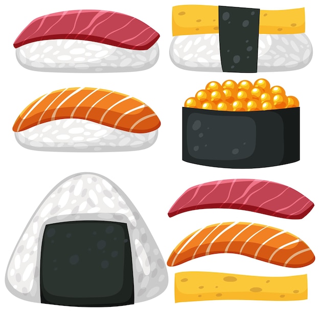 Vector gratuito comida japonesa con set de sushi