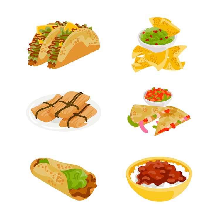 Vector gratuito comida mexicana