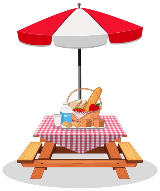 Comida de picnic en un fondo blanco