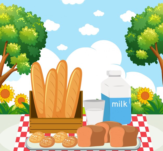 Comida de picnic en el parque