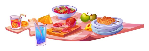 Comida de picnic de primavera en la manta para la escena del almuerzo en el parque