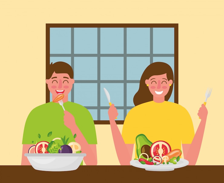 Vector gratuito comida sana de personas