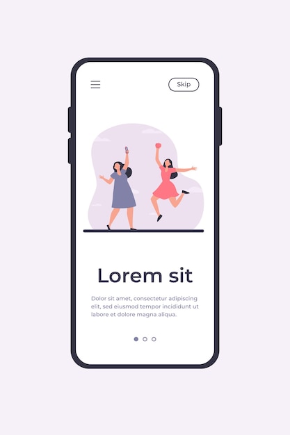 Comida sana vs comida chatarra. Mujeres gordas y delgadas con ilustración de vector plano de hot dog y manzana. Alimentación saludable, hábitos no saludables, concepto de estilo de vida para banner, diseño de sitios web o páginas de destino