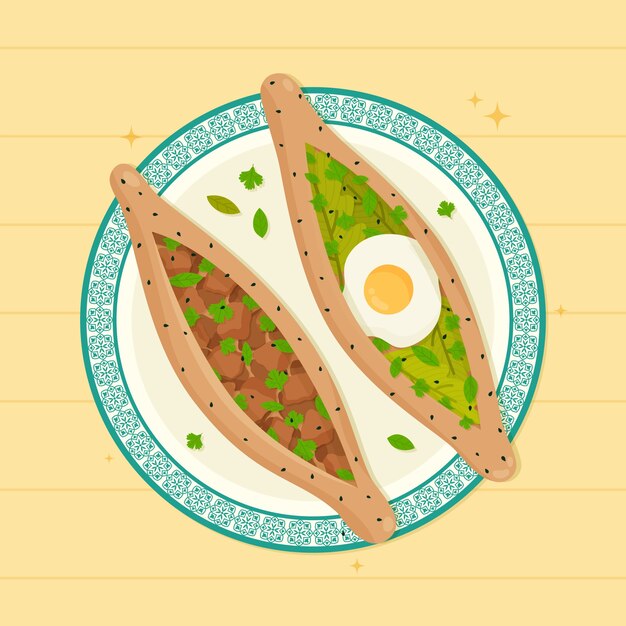 Comida turca de diseño plano dibujado a mano