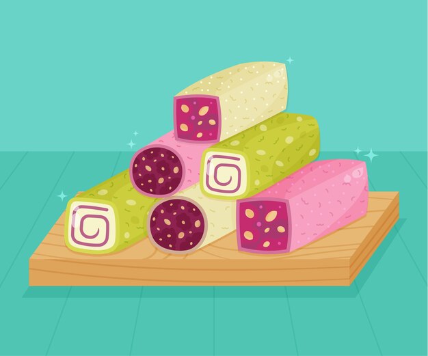 Comida turca de diseño plano dibujado a mano