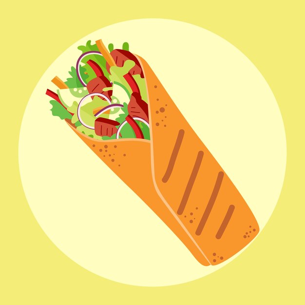 Comida turca de diseño plano dibujado a mano