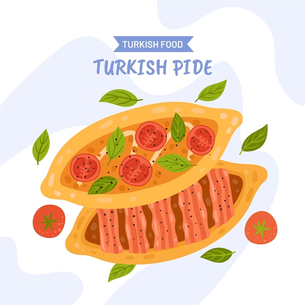 Comida turca de diseño plano dibujado a mano