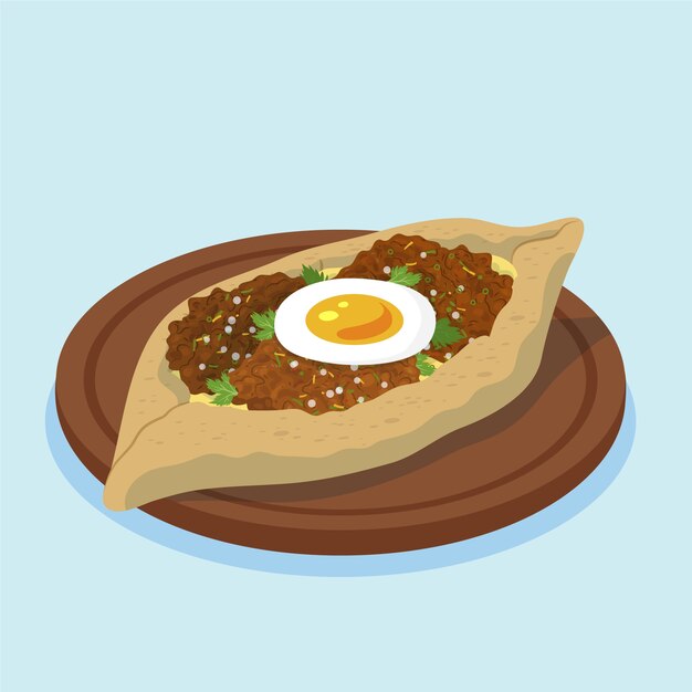 Comida turca de diseño plano dibujado a mano