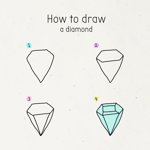 Cómo dibujar un vector de tutorial de doodle de diamante