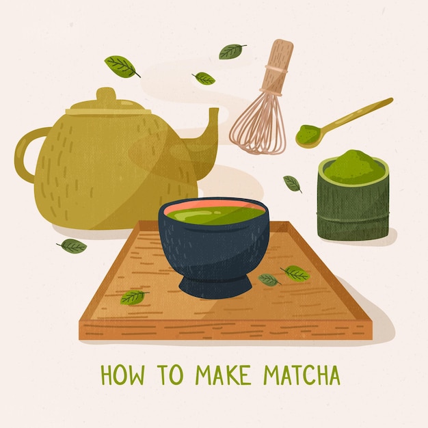 Vector gratuito cómo hacer una guía matcha