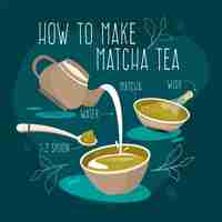 Vector gratuito cómo hacer té matcha