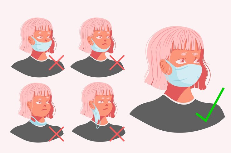 Vector gratuito cómo usar una mascarilla para bien y para mal